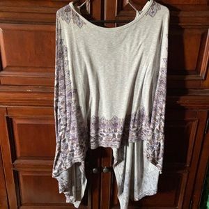 gray flowy floral shirt